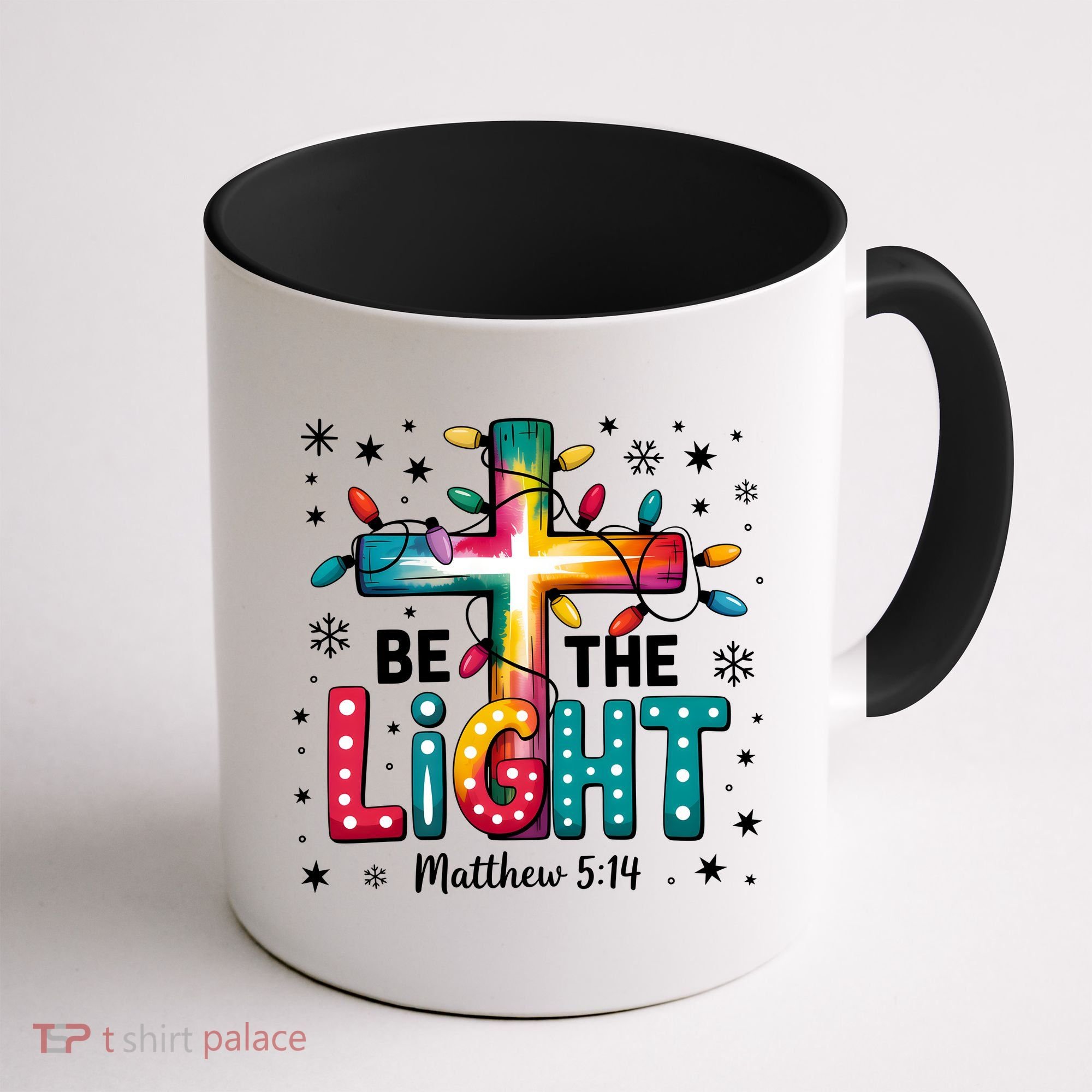 Be The Light, Christmas Lights Cross Coffee Mug
