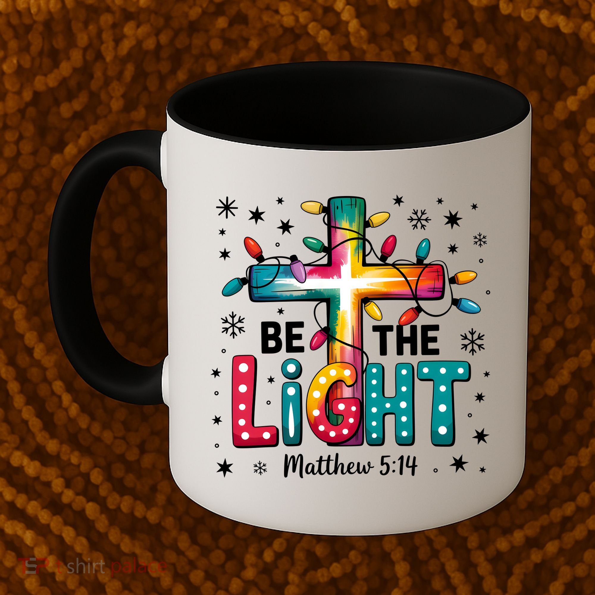 Be The Light, Christmas Lights Cross Coffee Mug