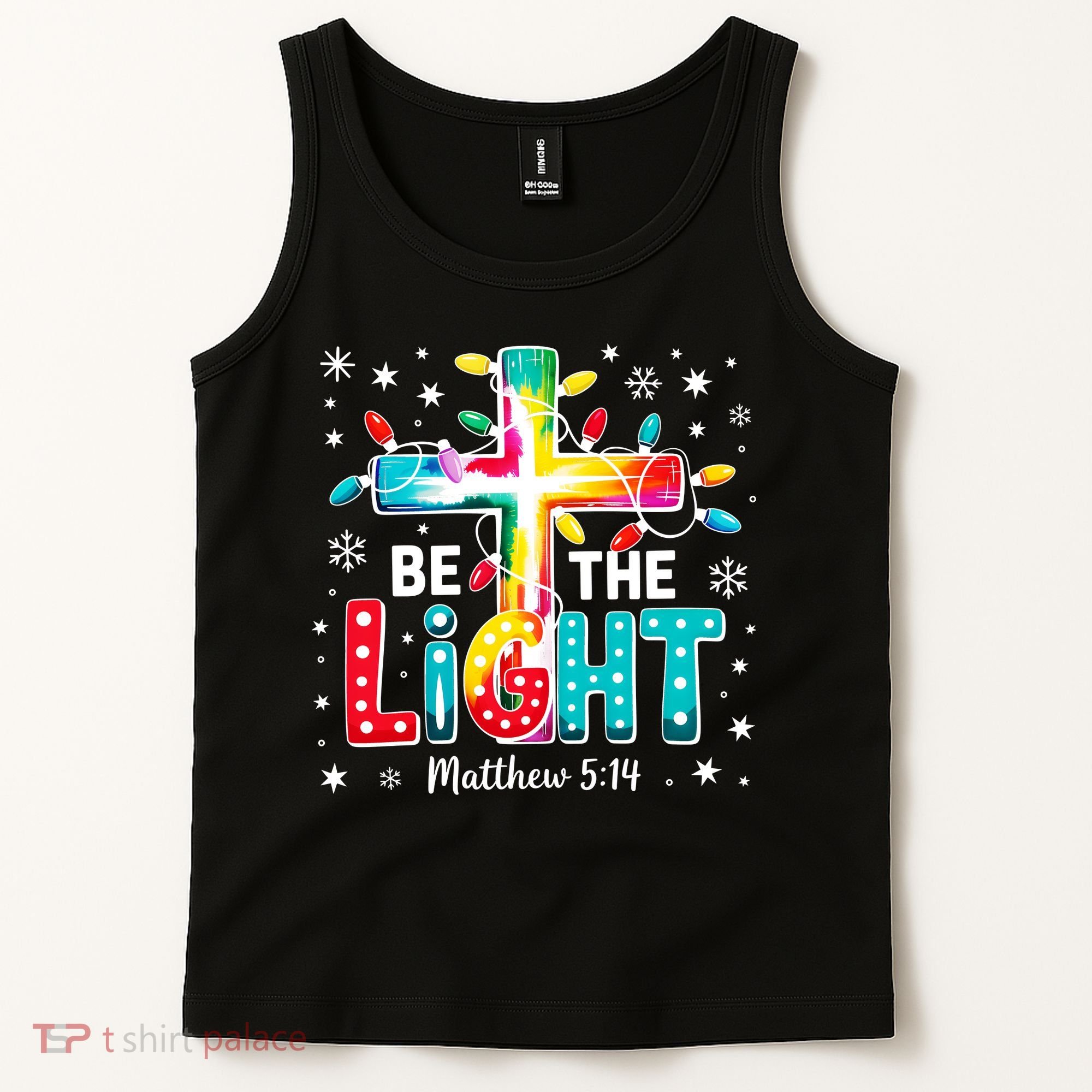Be The Light, Christmas Lights Cross Tank Top