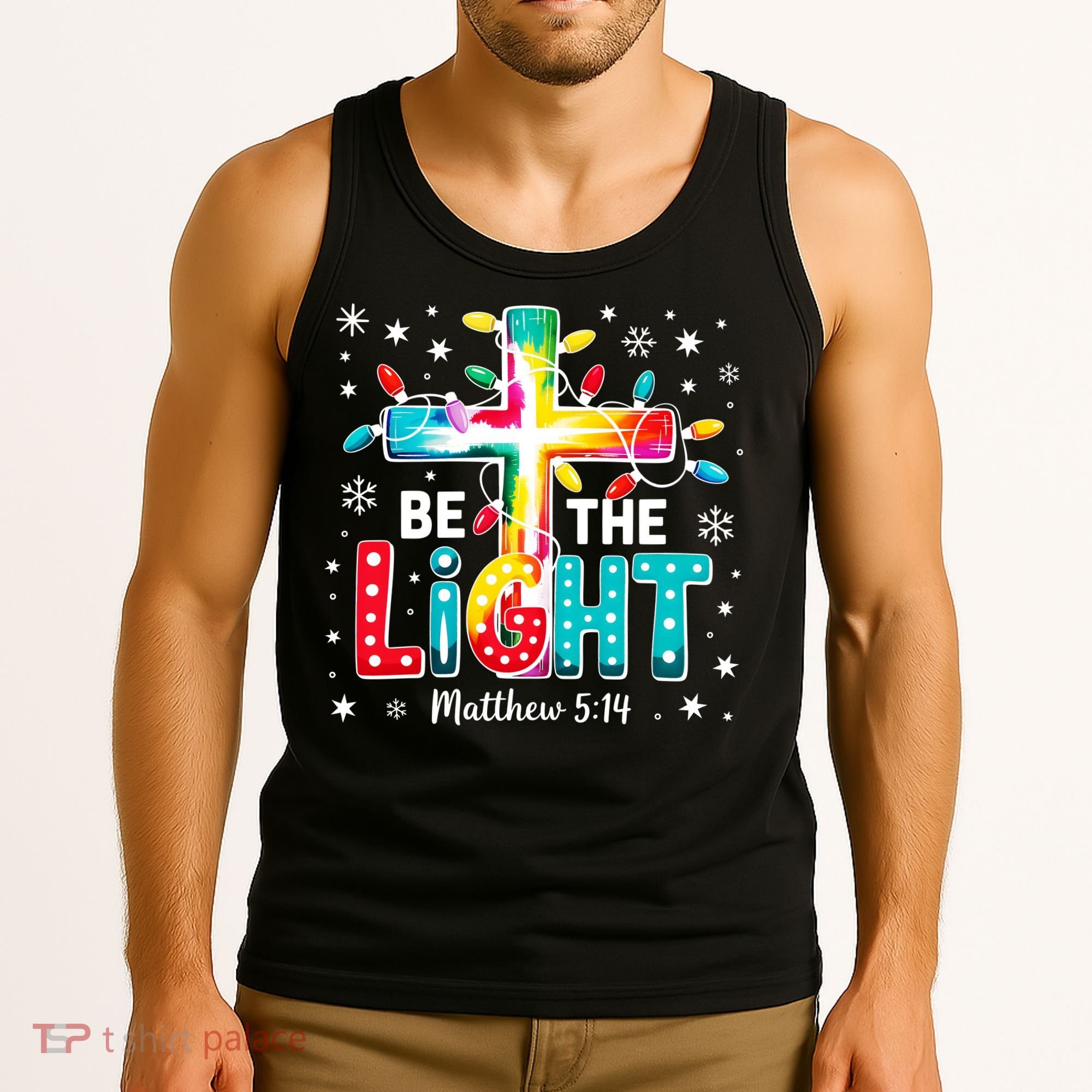 Be The Light, Christmas Lights Cross Tank Top