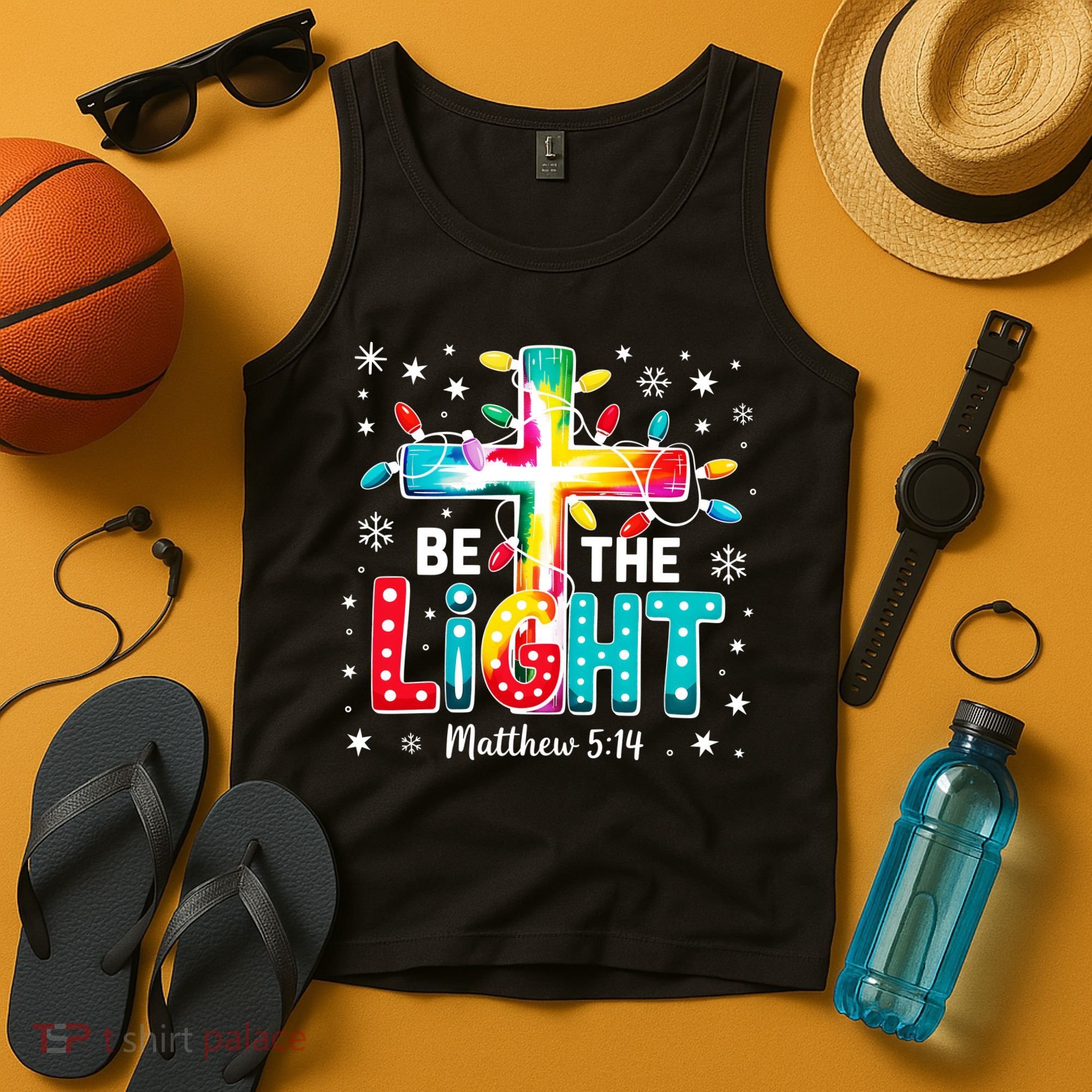Be The Light, Christmas Lights Cross Tank Top