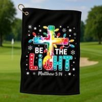 Be The Light, Christmas Lights Cross Golf Towel thumb 1