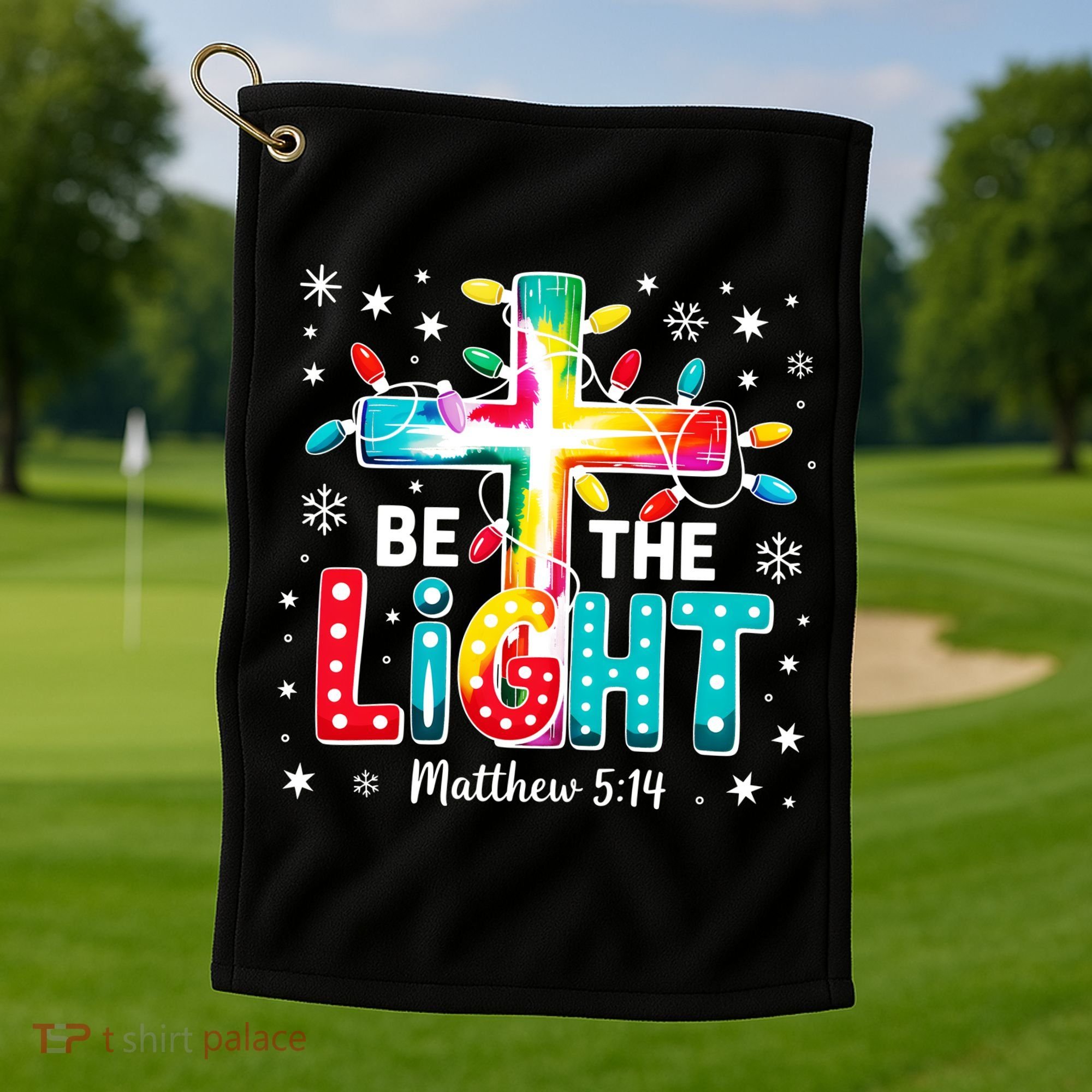 Be The Light, Christmas Lights Cross Golf Towel