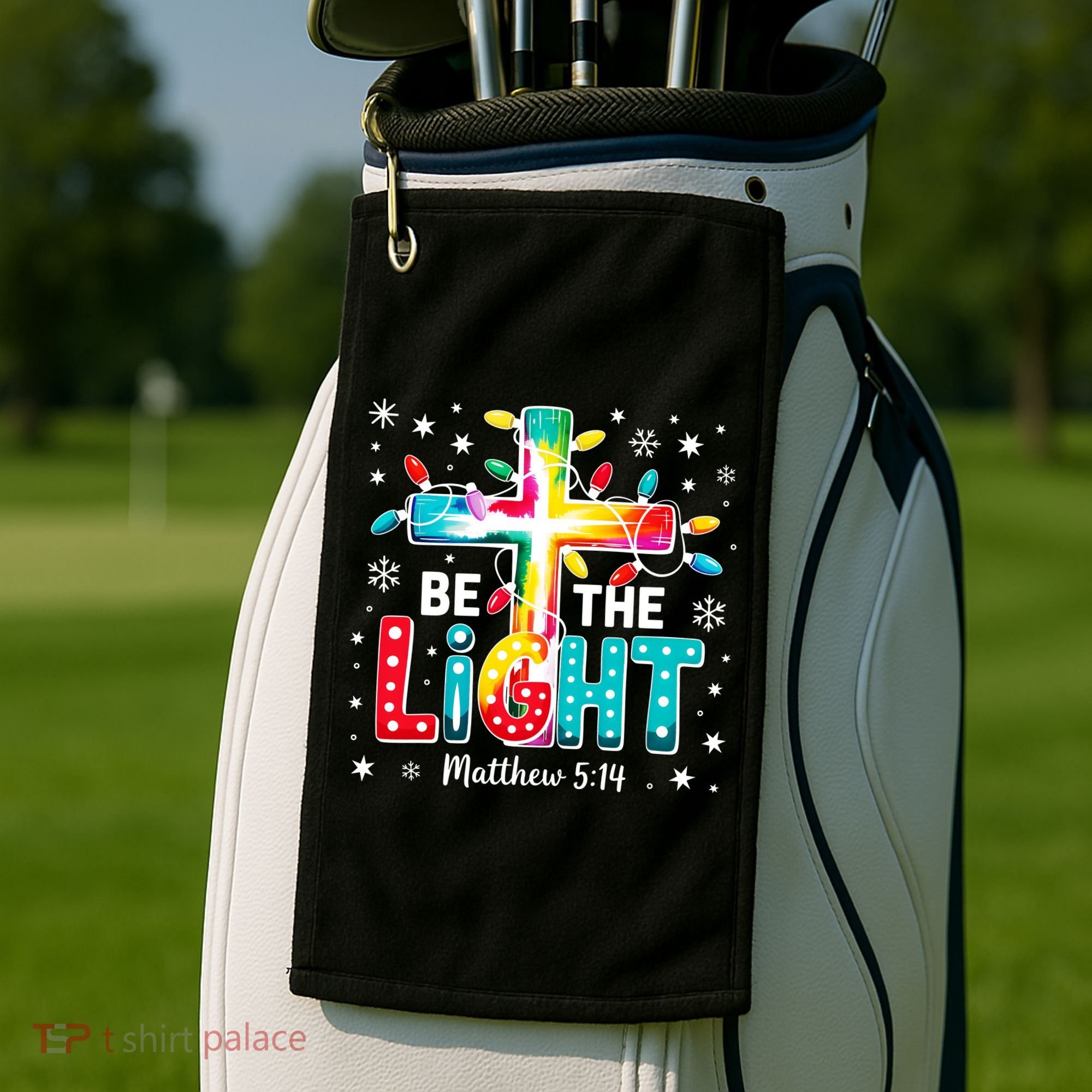 Be The Light, Christmas Lights Cross Golf Towel