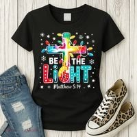 Be The Light, Christmas Lights Cross Women's T-Shirt thumb 3
