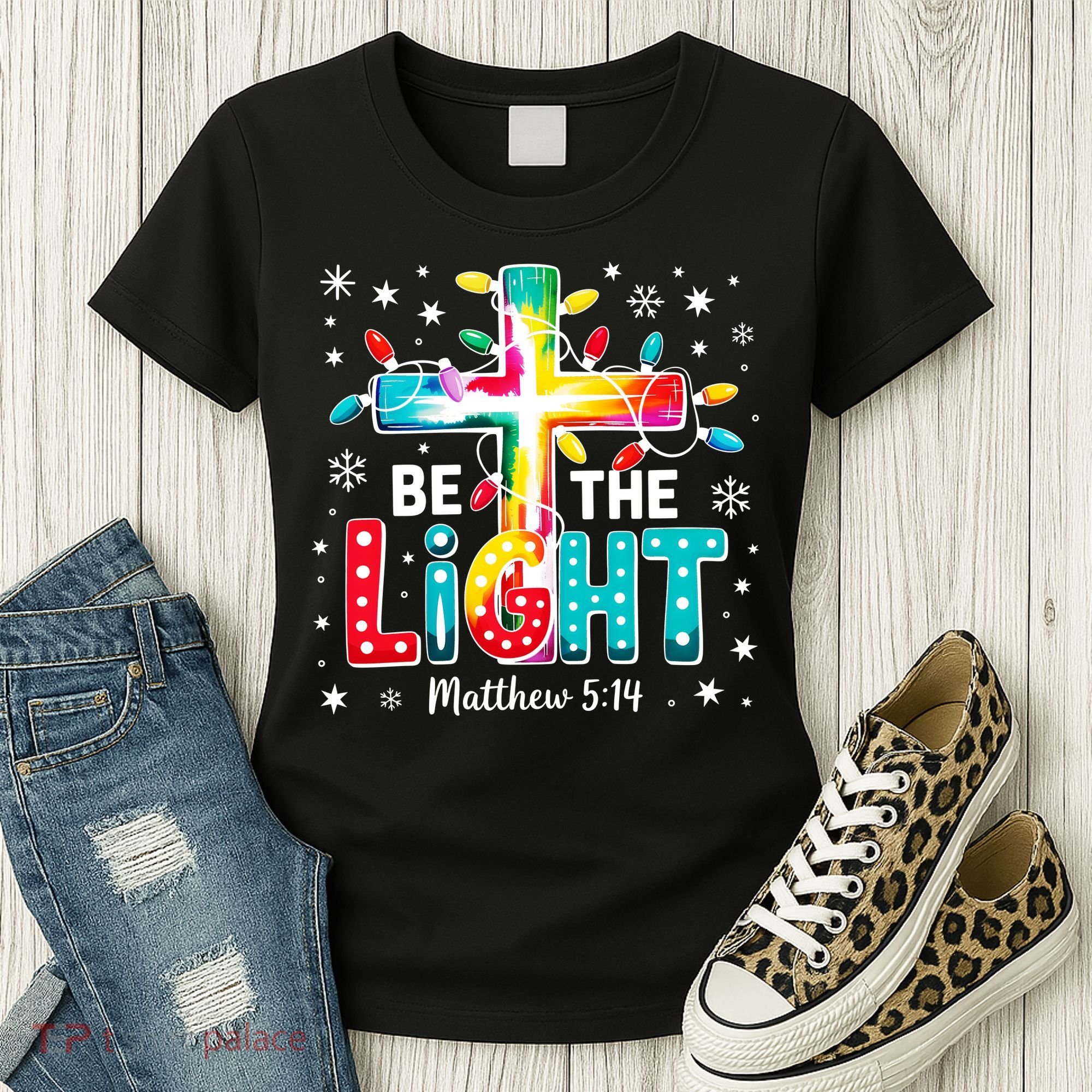 Be The Light, Christmas Lights Cross Women's T-Shirt