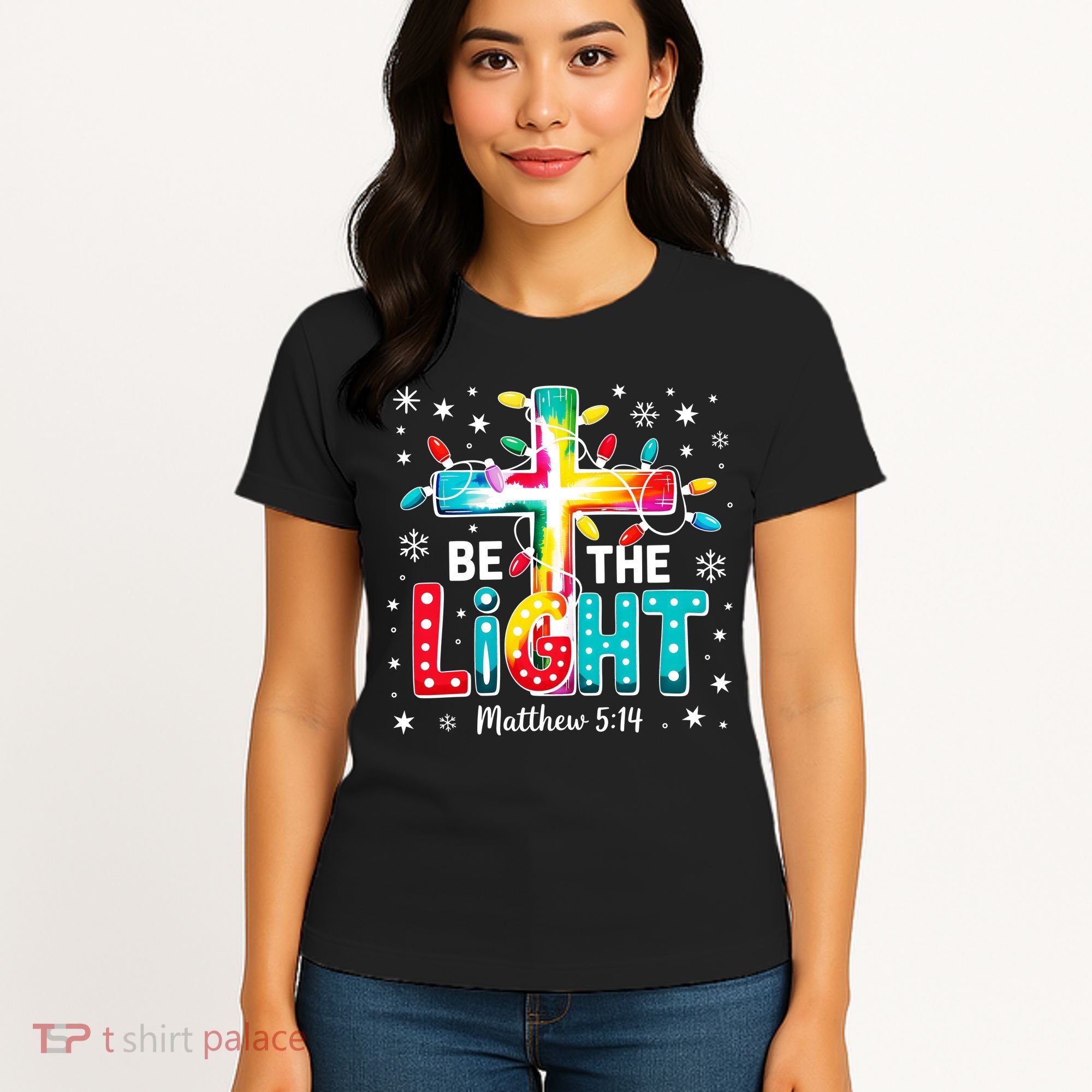 Be The Light, Christmas Lights Cross Women's T-Shirt
