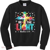 Be The Light, Christmas Lights Cross Kids Sweatshirt thumb 0
