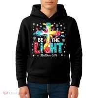 Be The Light, Christmas Lights Cross Kids Hoodie thumb 4