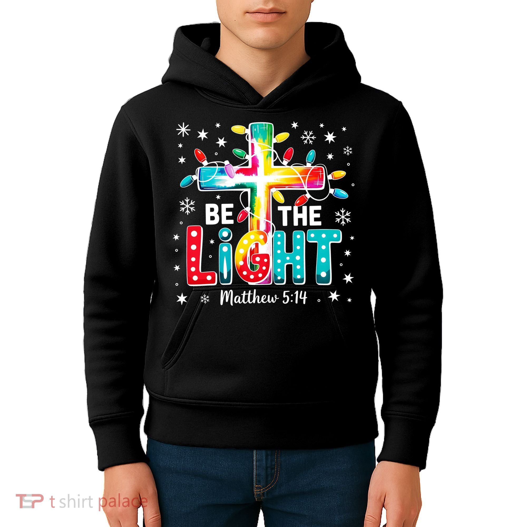 Be The Light, Christmas Lights Cross Kids Hoodie