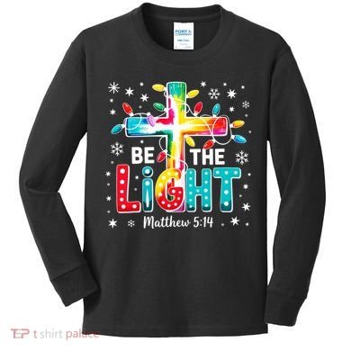 Be The Light, Christmas Lights Cross Kids Long Sleeve Shirt