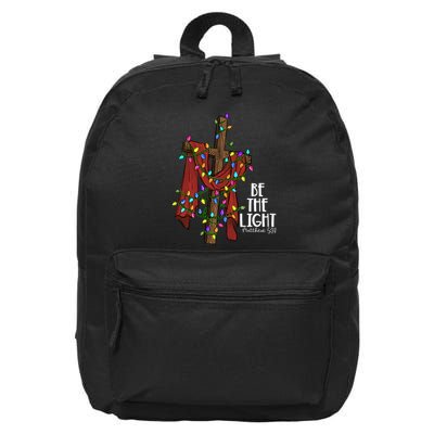 Be The Light Matthew 5 14 Christmas Jesus Cross 16 in Basic Backpack