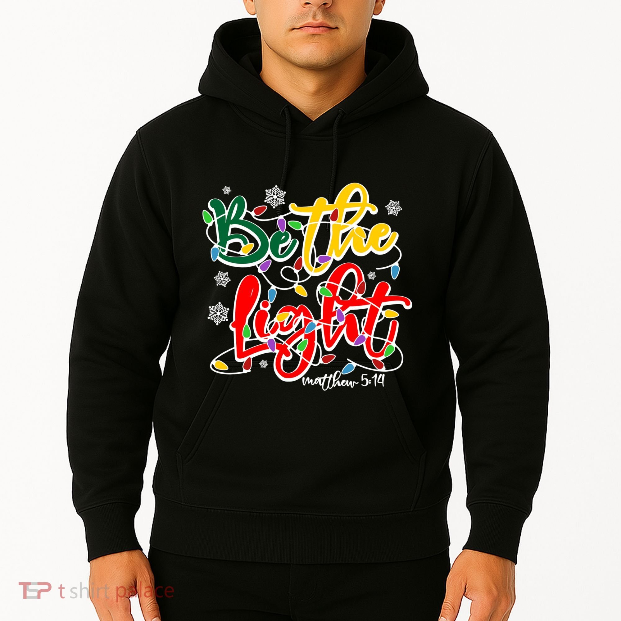 Be The Light Matthew 5 14 Jesus Christmas Lights Hoodie
