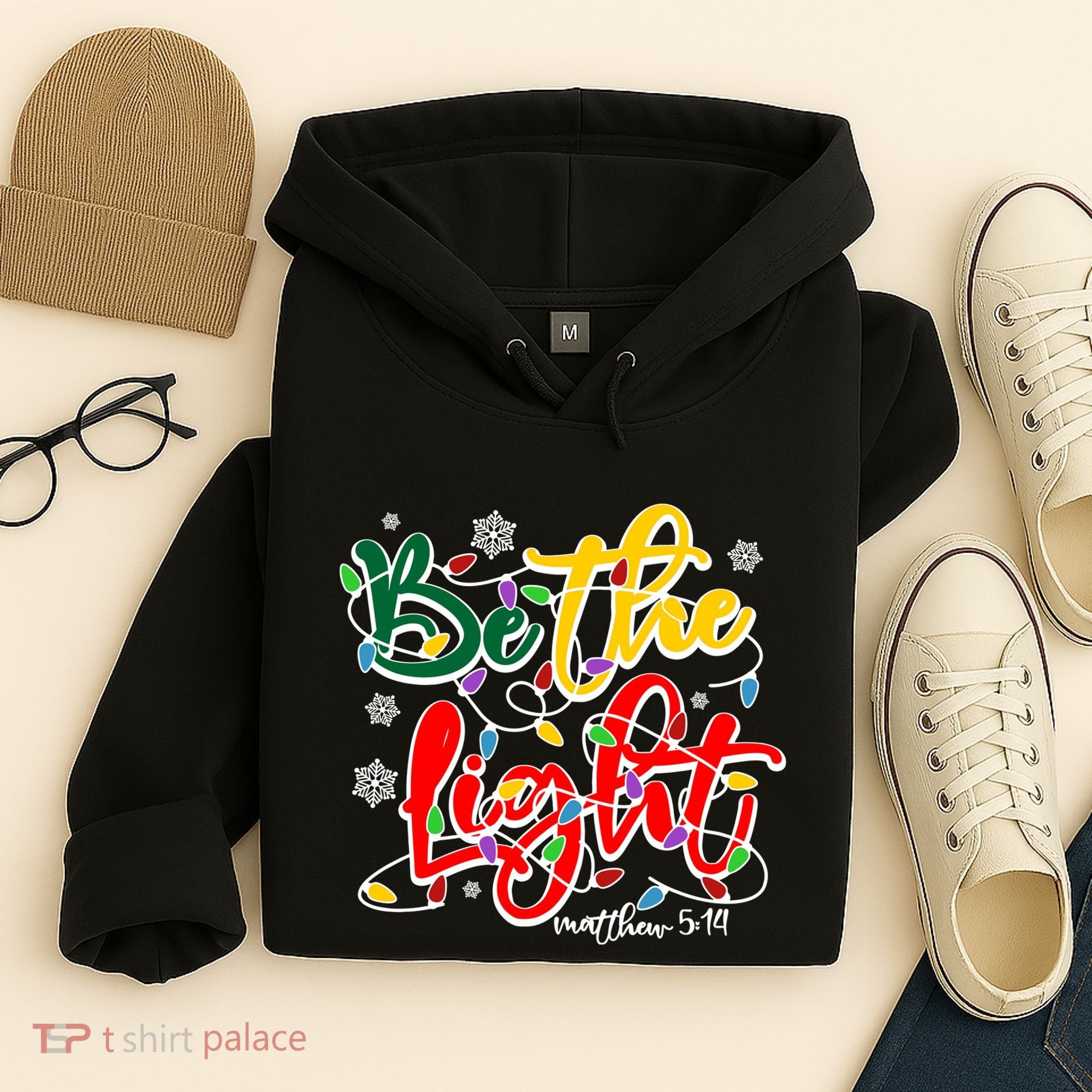 Be The Light Matthew 5 14 Jesus Christmas Lights Hoodie