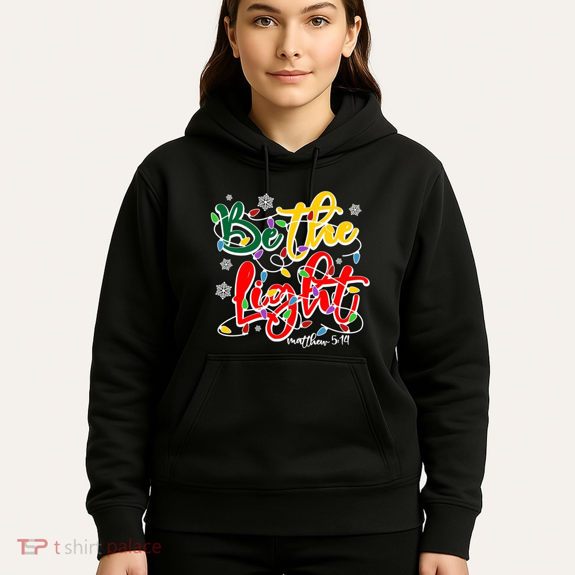 Be The Light Matthew 5 14 Jesus Christmas Lights Hoodie
