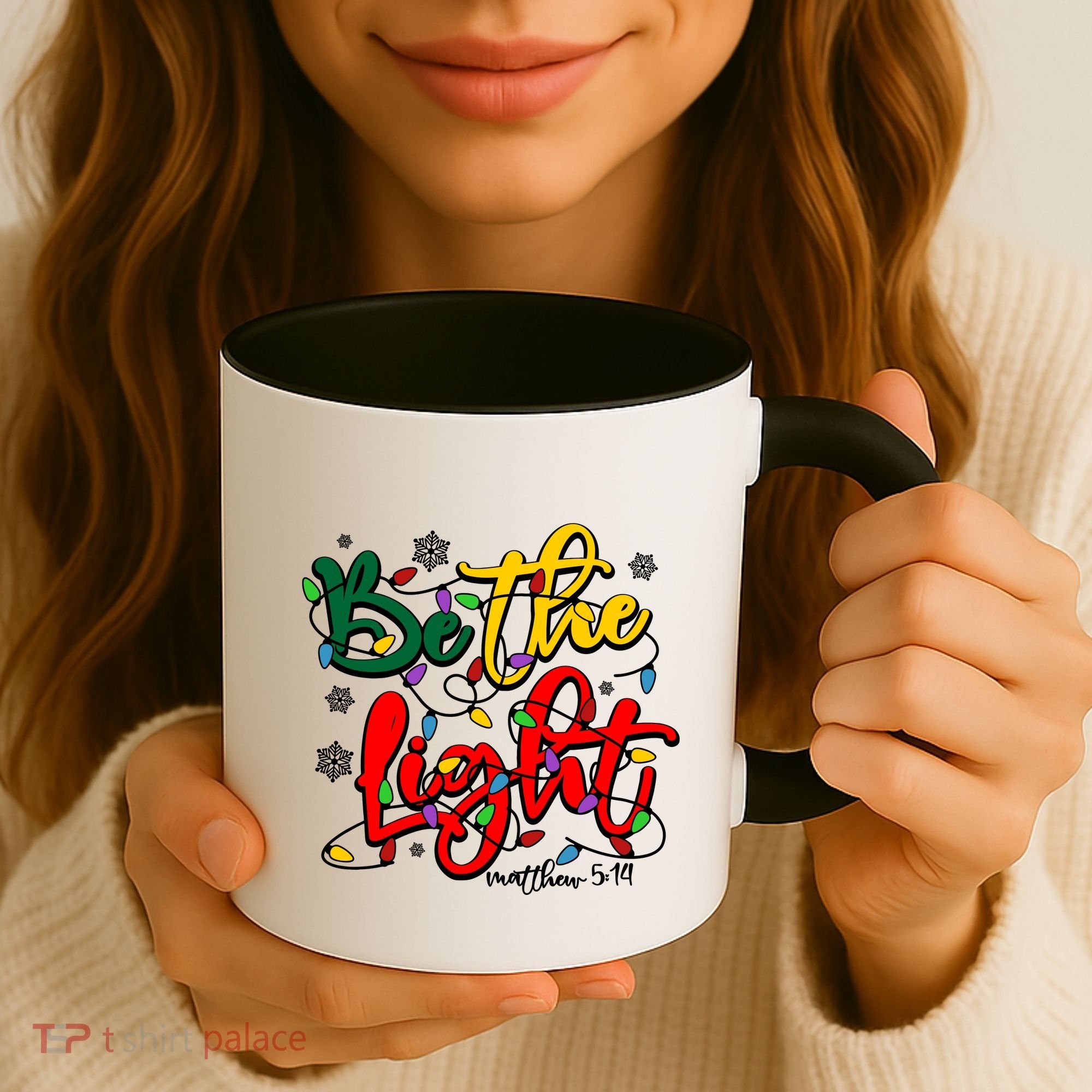 Be The Light Matthew 5 14 Jesus Christmas Lights Coffee Mug