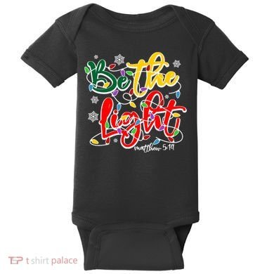 Be The Light Matthew 5 14 Jesus Christmas Lights Baby Bodysuit