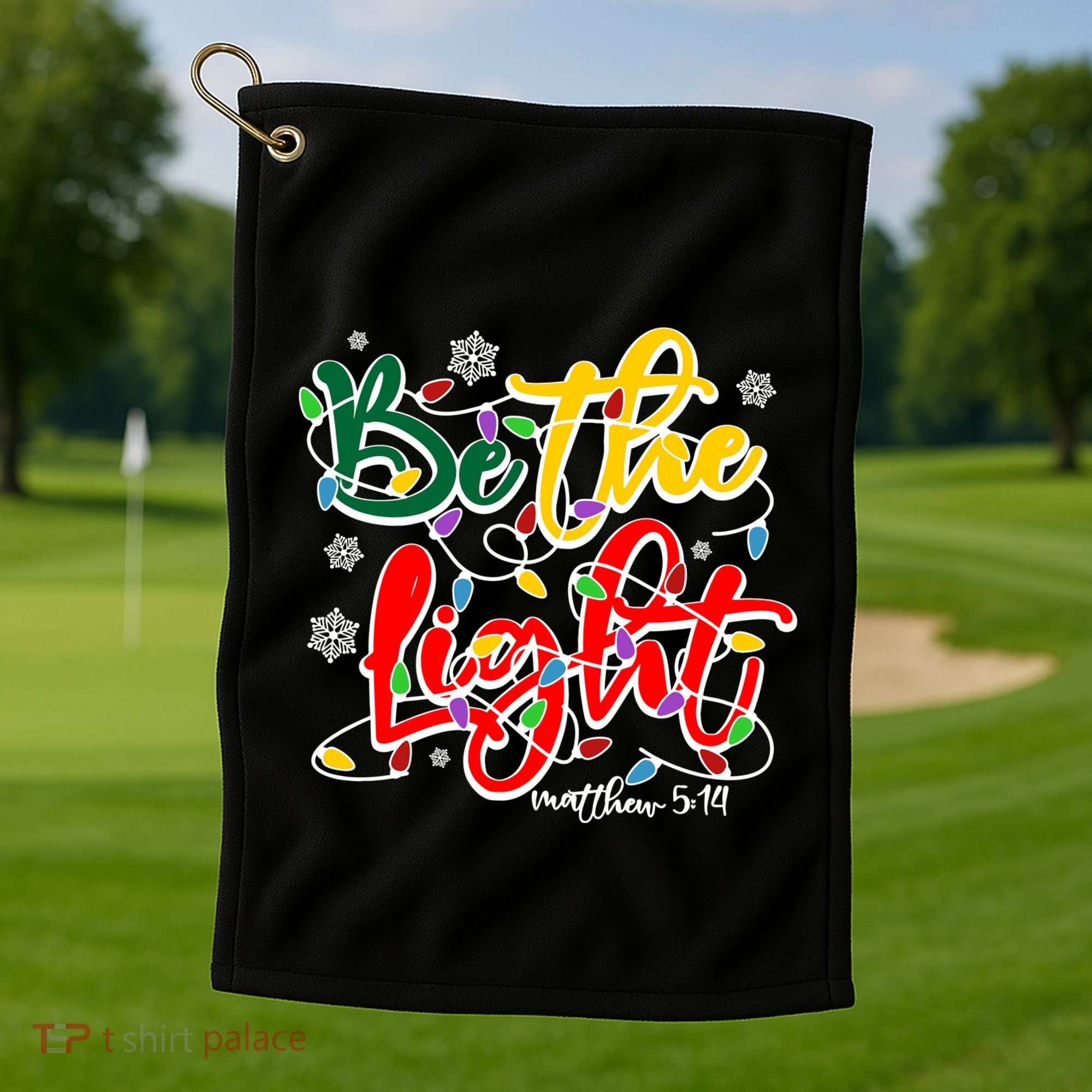 Be The Light Matthew 5 14 Jesus Christmas Lights Golf Towel