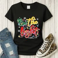 Be The Light Matthew 5 14 Jesus Christmas Lights Women's T-Shirt thumb 3