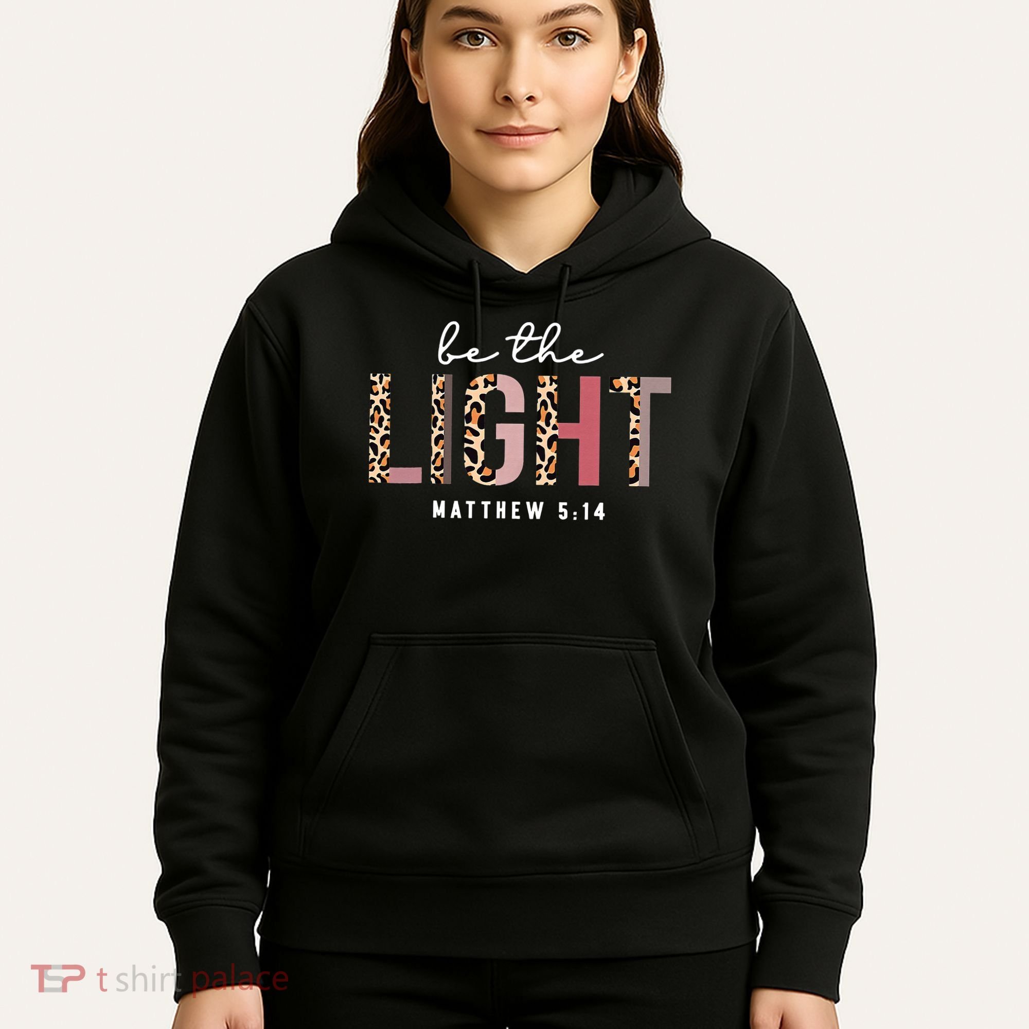 Be The Light Faith Jesus Christian Boho Leopard Cheetah Hoodie