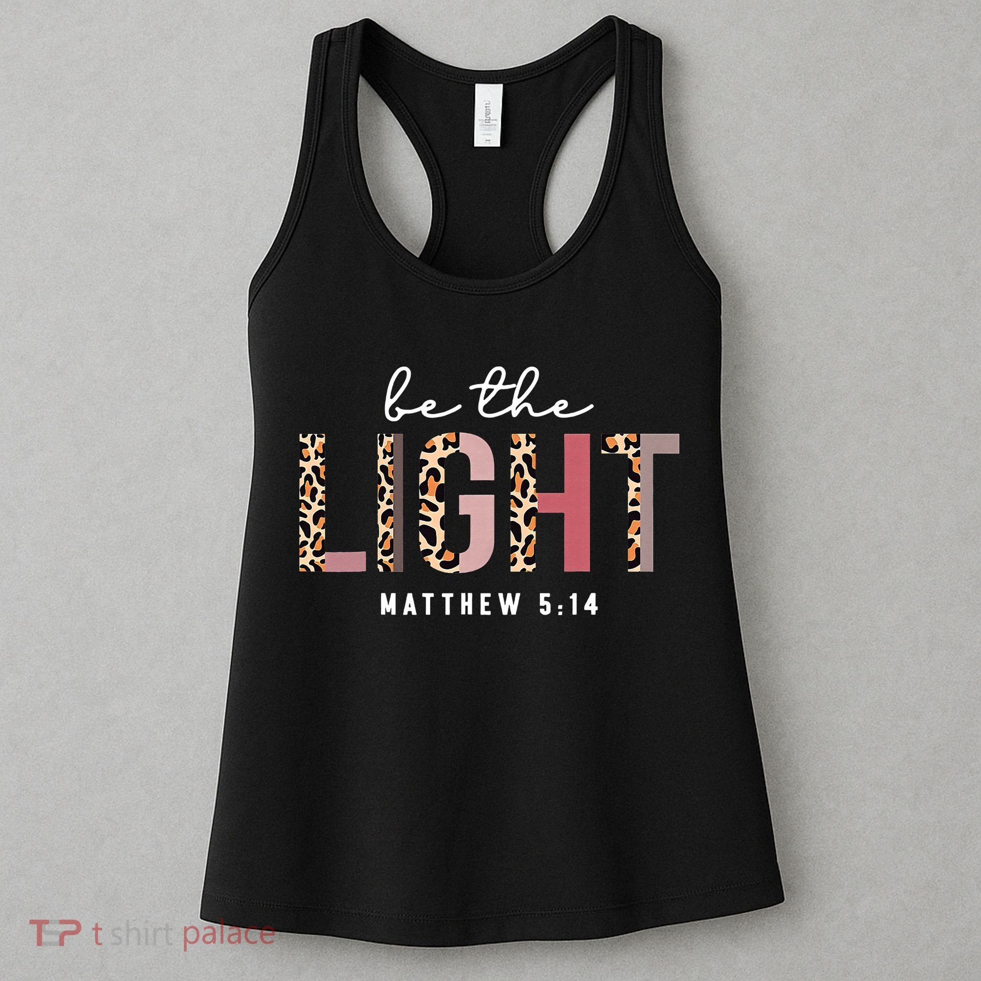 Be The Light Faith Jesus Christian Boho Leopard Cheetah Women's Tank Top