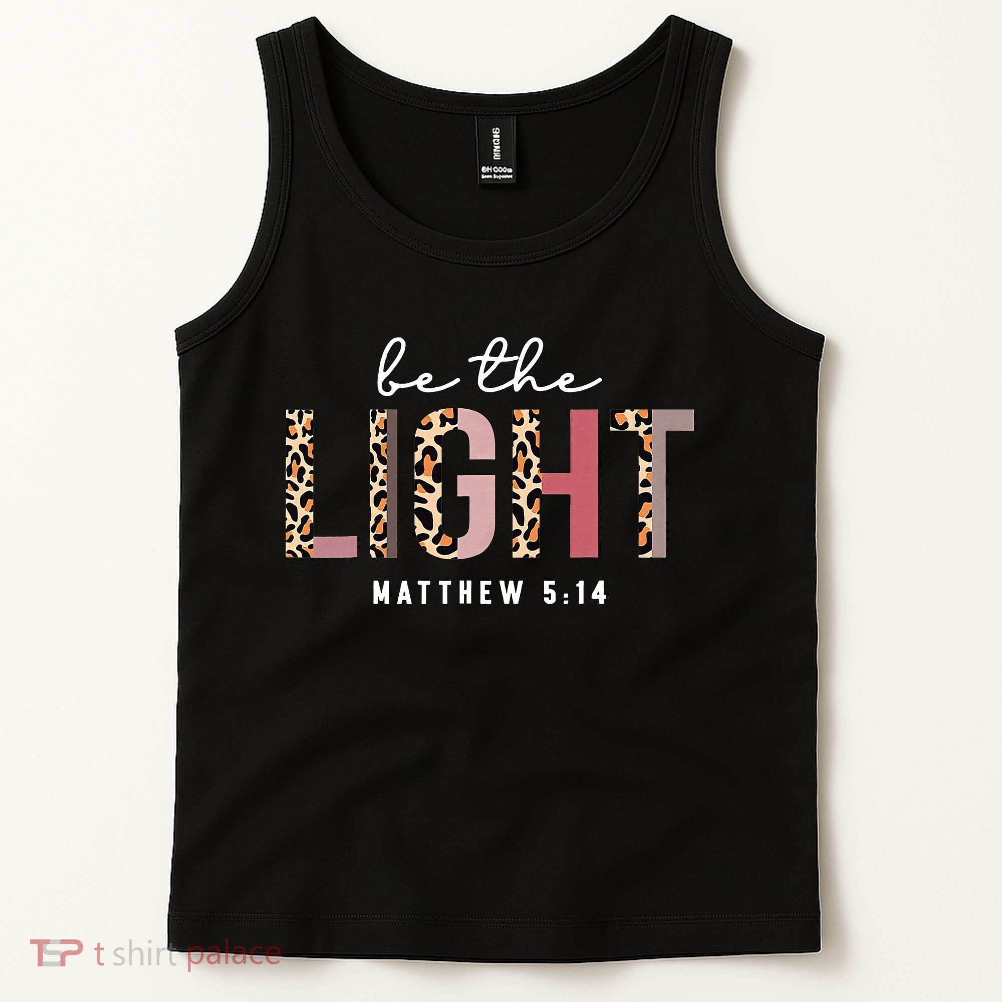 Be The Light Faith Jesus Christian Boho Leopard Cheetah Tank Top