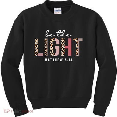 Be The Light Faith Jesus Christian Boho Leopard Cheetah Kids Sweatshirt