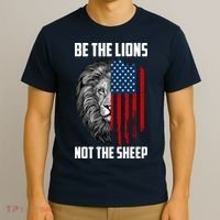 Be The Lions Not The Sheep USA American Flag T-Shirt thumb 3