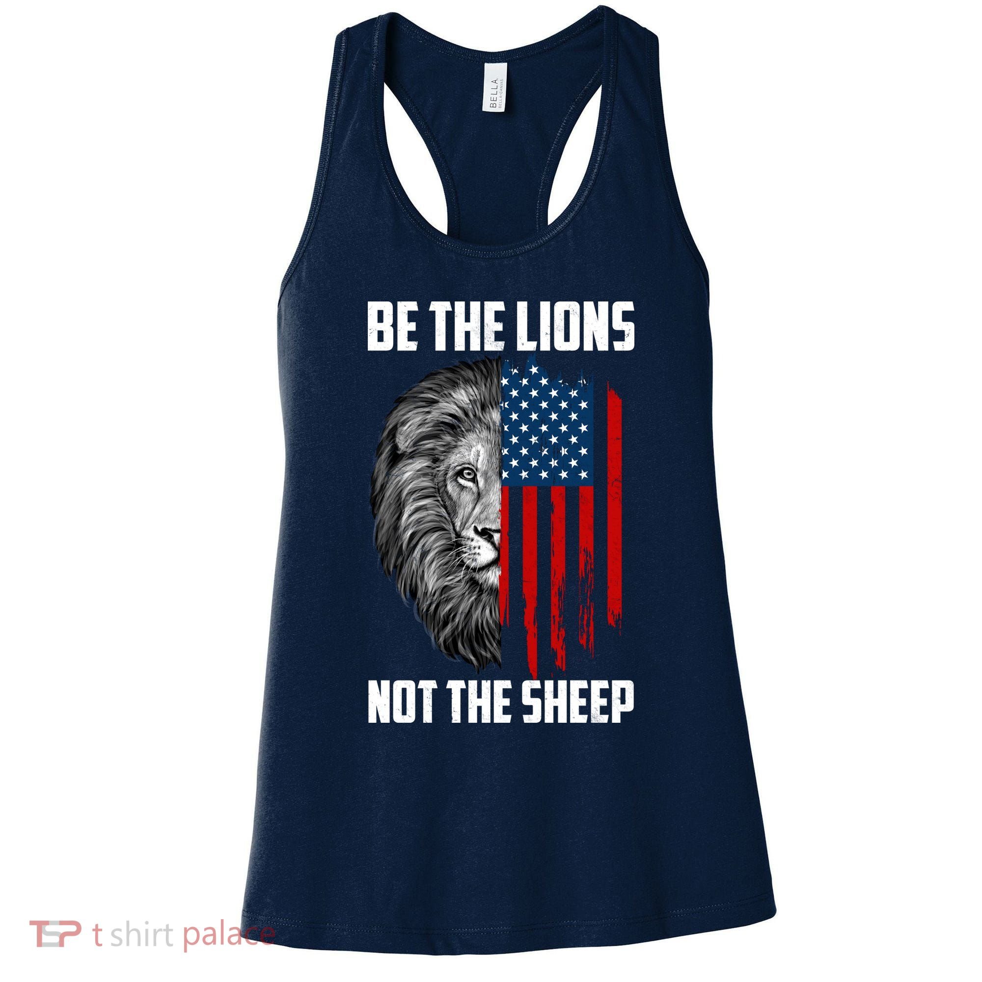Be The Lions Not The Sheep USA American Flag Women's Tank Top