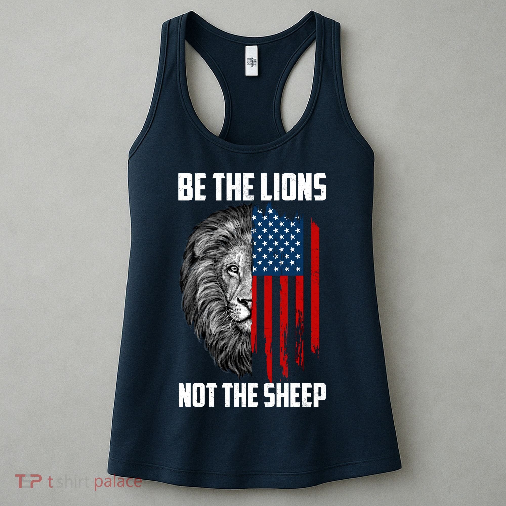 Be The Lions Not The Sheep USA American Flag Women's Tank Top