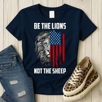 Be The Lions Not The Sheep USA American Flag Women's T-Shirt thumb 3