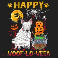 Bull Terrier Mummy Happy Woofgreat Giftlogreat Giftween Halloween Pumpkin Gift Beanie thumb 2