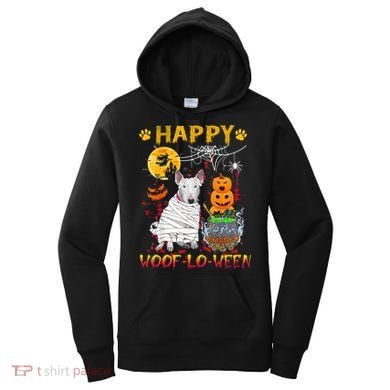 Bull Terrier Mummy Happy Woofgreat Giftlogreat Giftween Halloween Pumpkin Gift Women's Hoodie