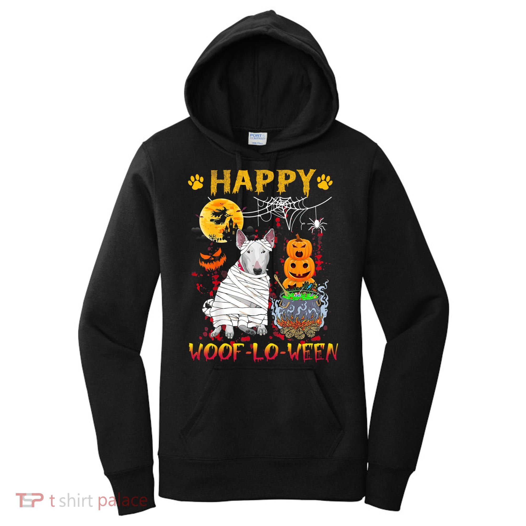 Bull Terrier Mummy Happy Woofgreat Giftlogreat Giftween Halloween Pumpkin Gift Women's Hoodie