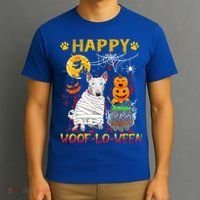 Bull Terrier Mummy Happy Woofgreat Giftlogreat Giftween Halloween Pumpkin Gift T-Shirt thumb 3