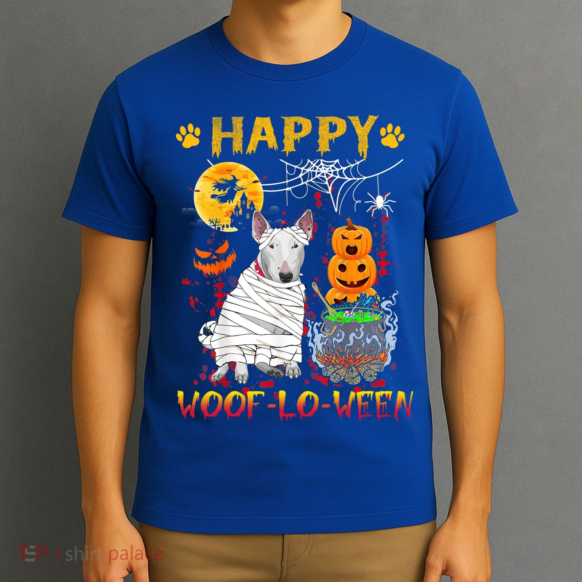 Bull Terrier Mummy Happy Woofgreat Giftlogreat Giftween Halloween Pumpkin Gift T-Shirt