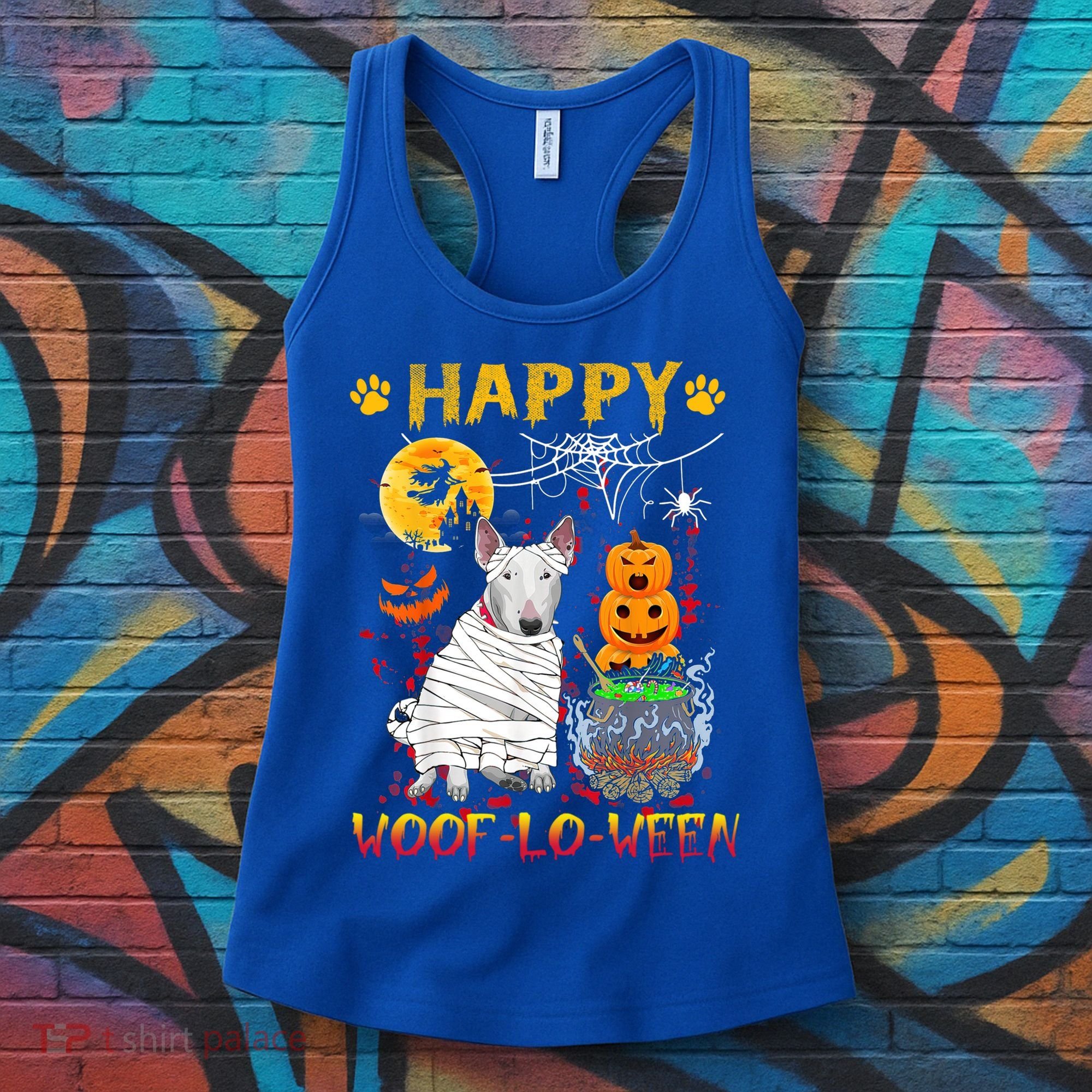 Bull Terrier Mummy Happy Woofgreat Giftlogreat Giftween Halloween Pumpkin Gift Women's Tank Top