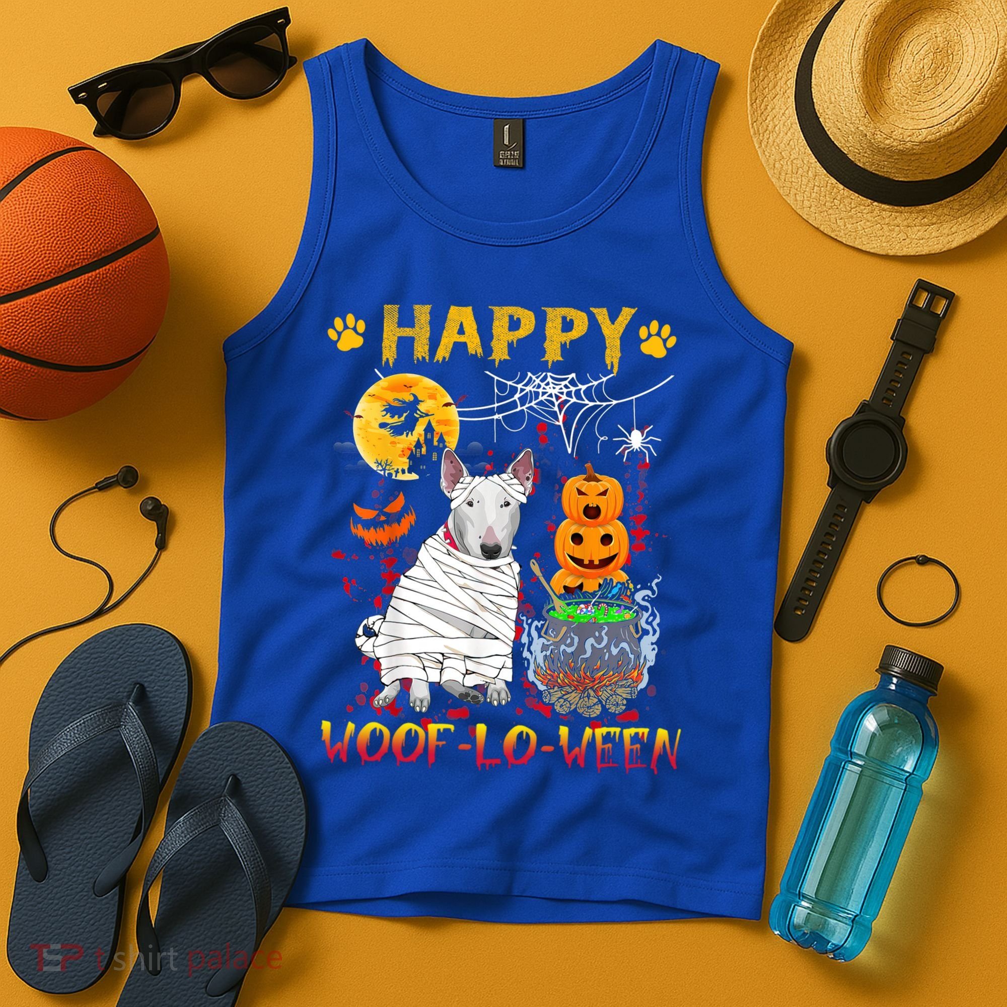 Bull Terrier Mummy Happy Woofgreat Giftlogreat Giftween Halloween Pumpkin Gift Tank Top