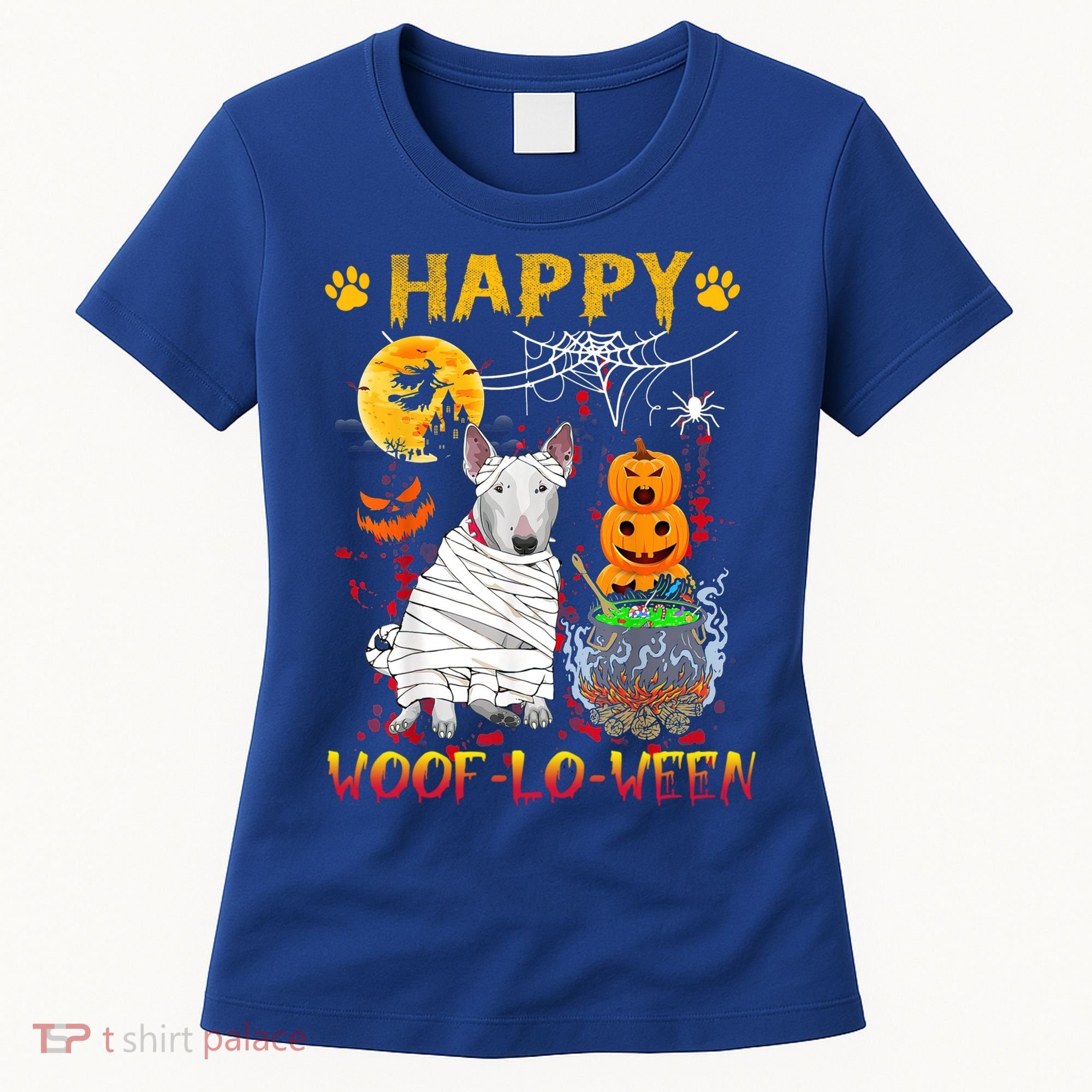 Bull Terrier Mummy Happy Woofgreat Giftlogreat Giftween Halloween Pumpkin Gift Women's T-Shirt