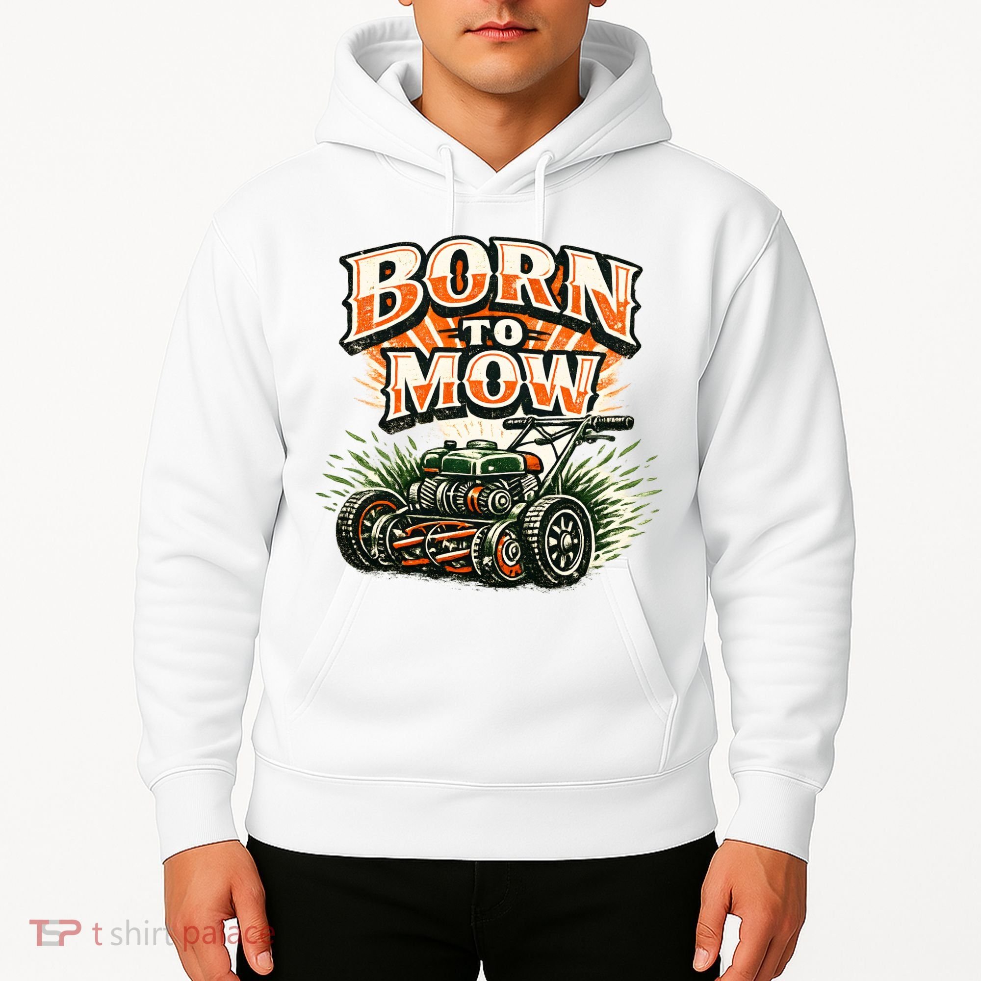 Born To Mow Landscaping Company Mowing Grass Hoodie