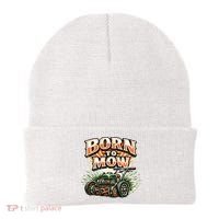 Born To Mow Landscaping Company Mowing Grass Beanie thumb 0