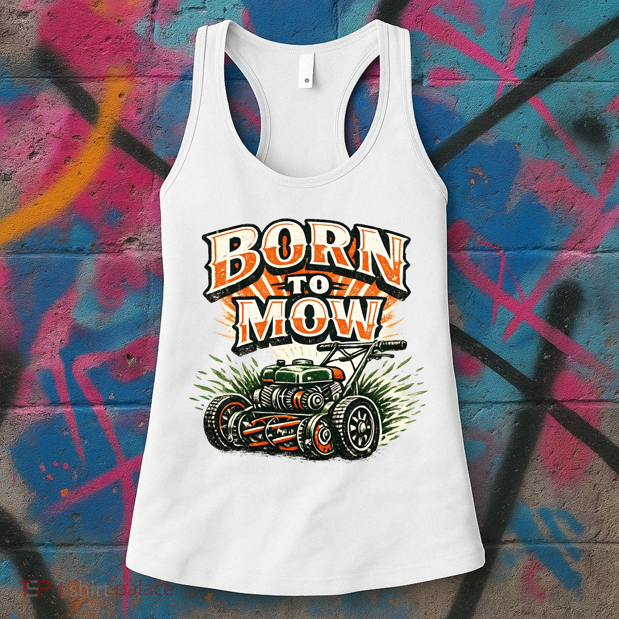 Born To Mow Landscaping Company Mowing Grass Women's Tank Top