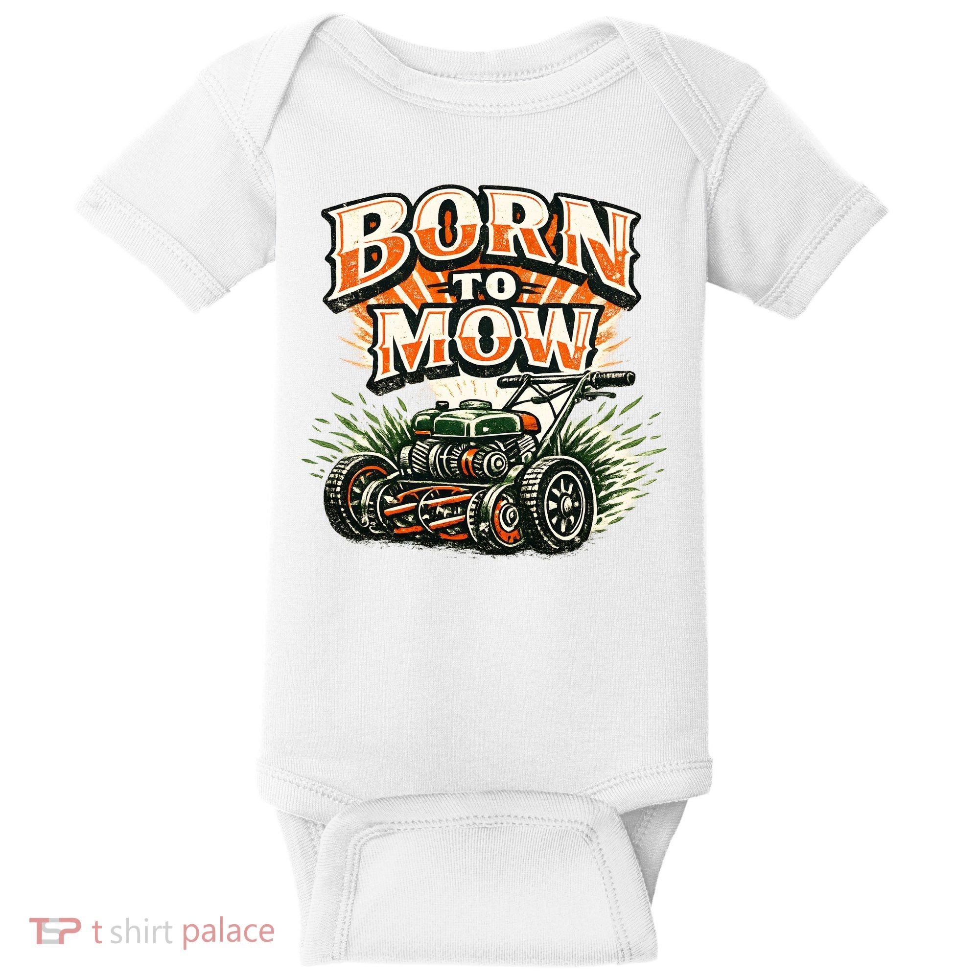 Born To Mow Landscaping Company Mowing Grass Baby Bodysuit