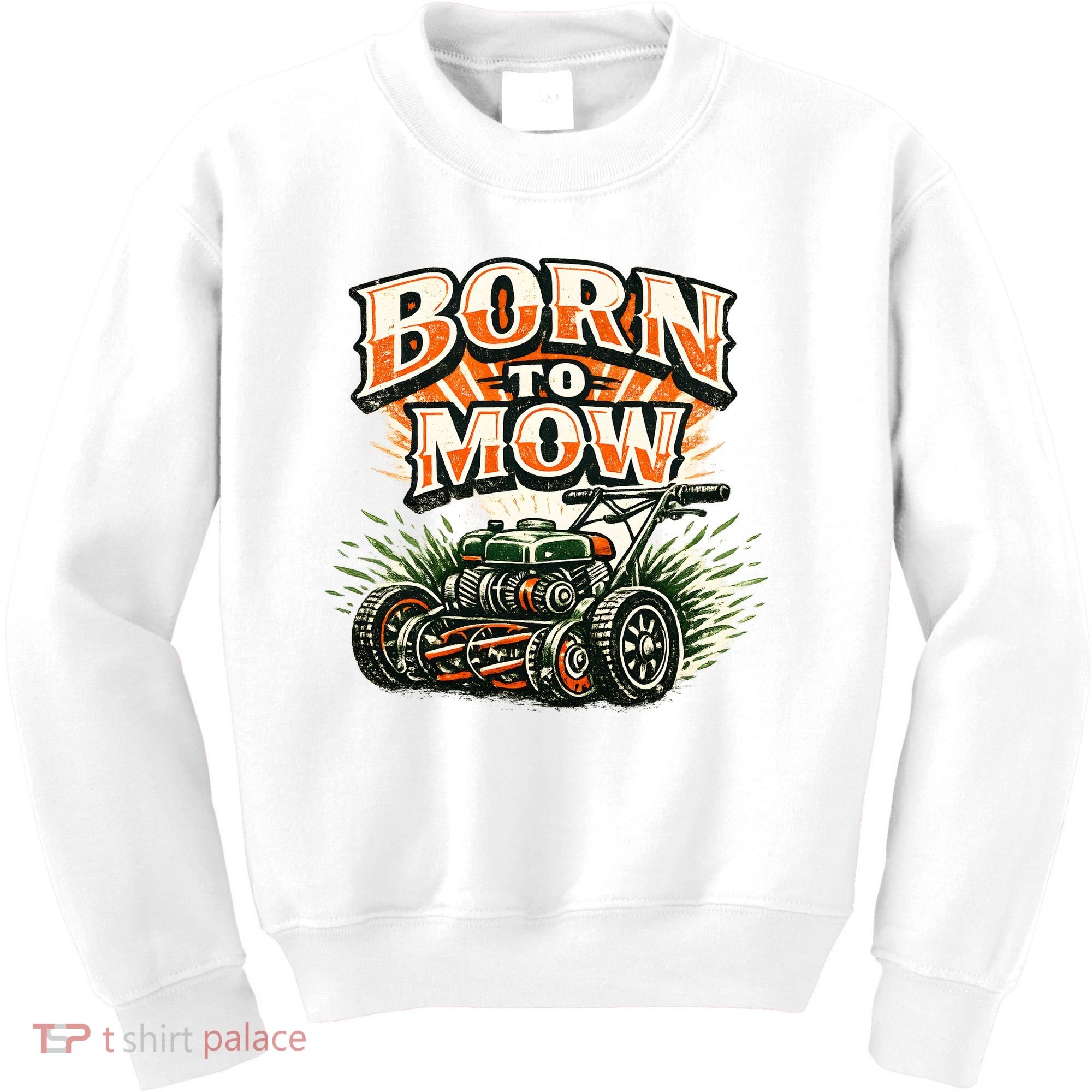 Born To Mow Landscaping Company Mowing Grass Kids Sweatshirt