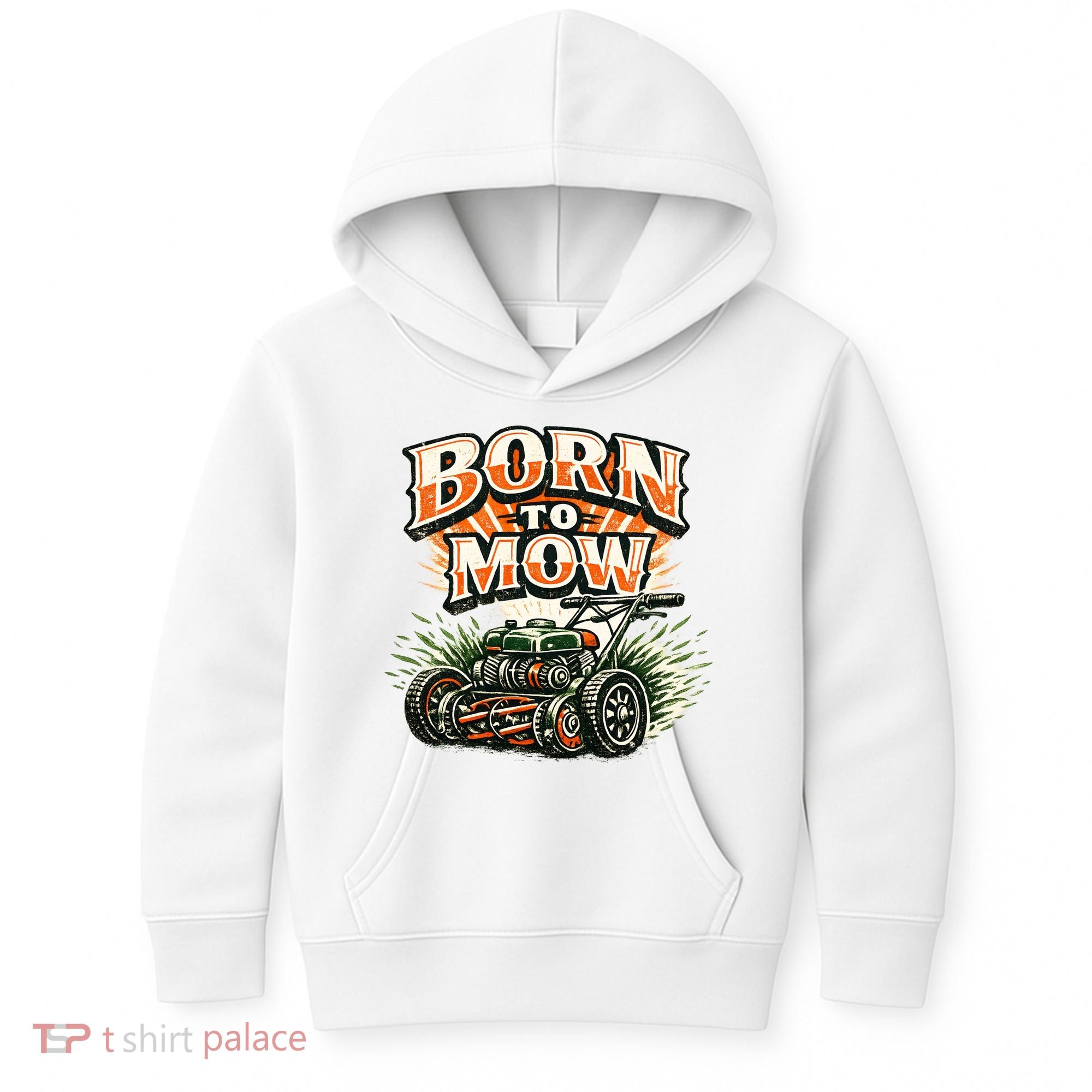 Born To Mow Landscaping Company Mowing Grass Kids Hoodie
