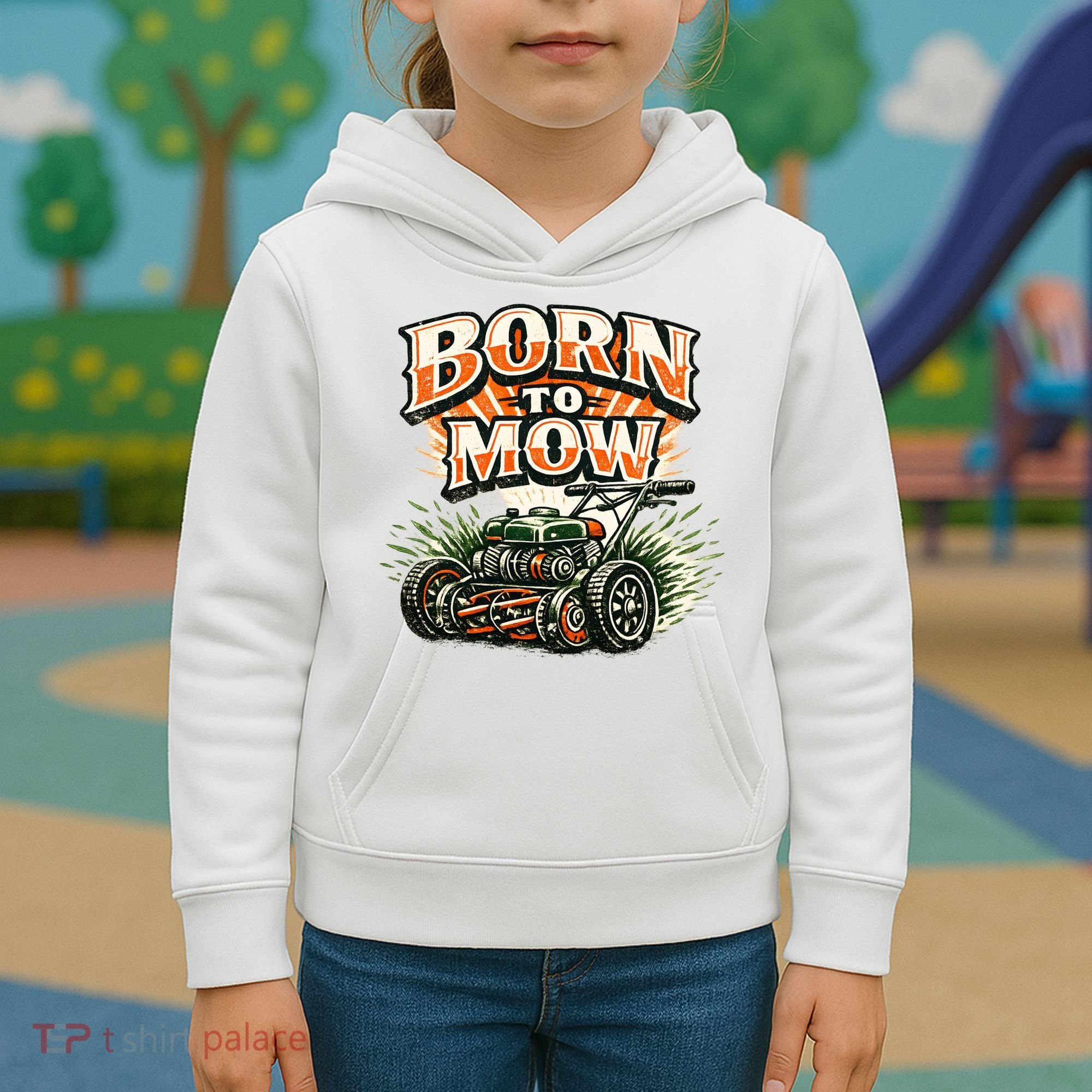 Born To Mow Landscaping Company Mowing Grass Kids Hoodie