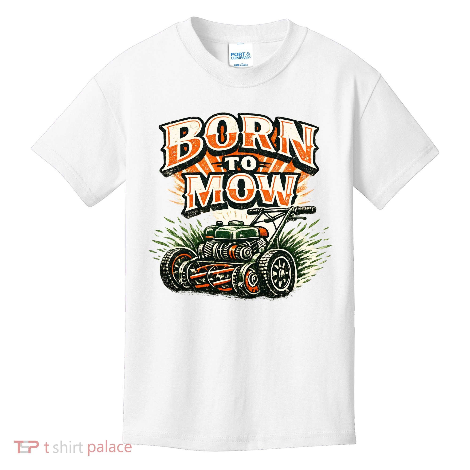 Born To Mow Landscaping Company Mowing Grass Kids T-Shirt