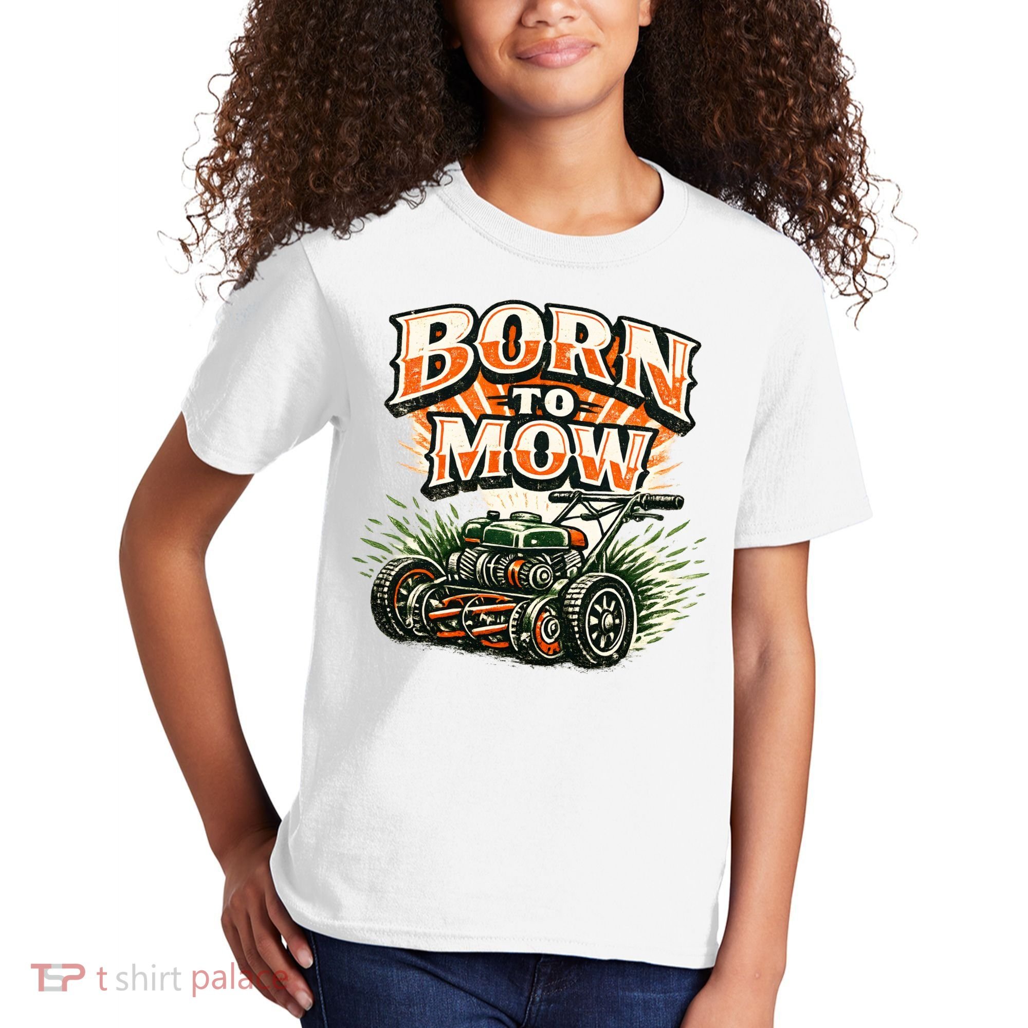Born To Mow Landscaping Company Mowing Grass Kids T-Shirt