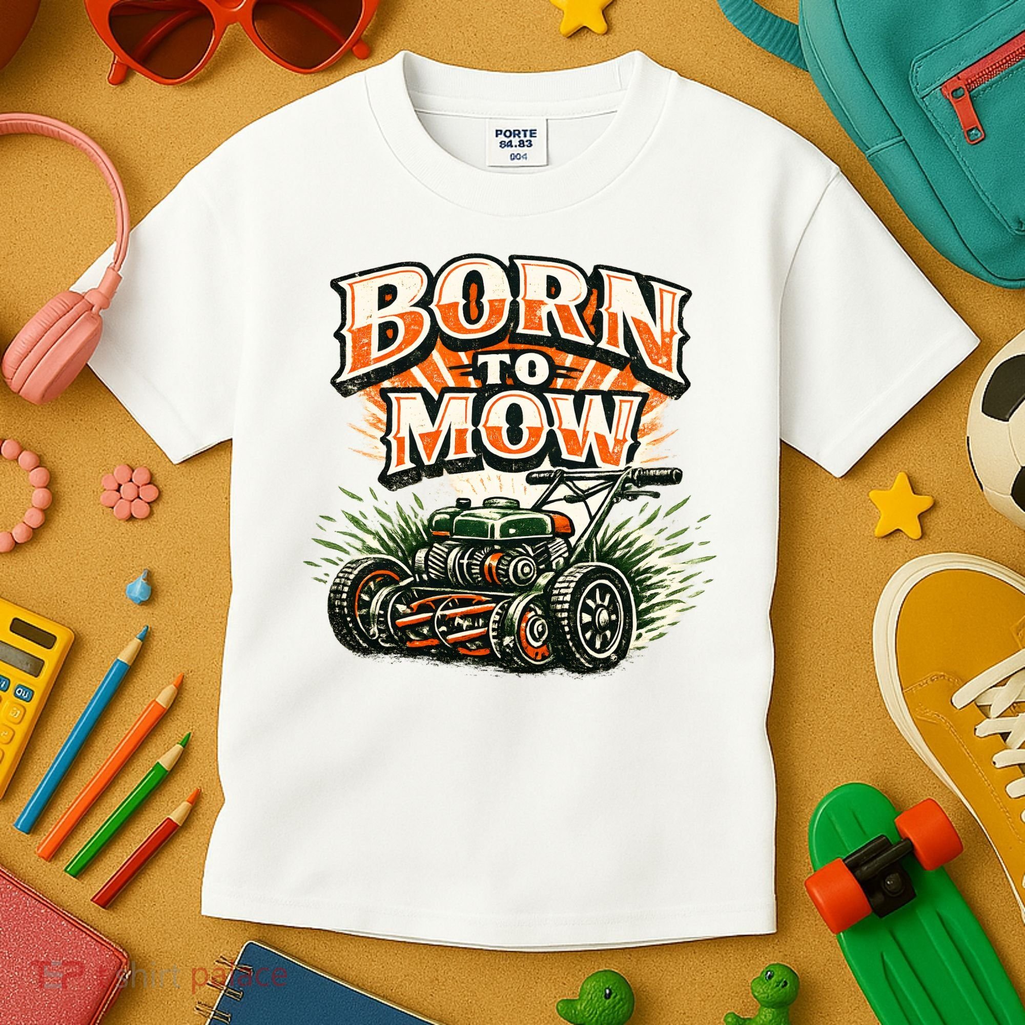 Born To Mow Landscaping Company Mowing Grass Kids T-Shirt