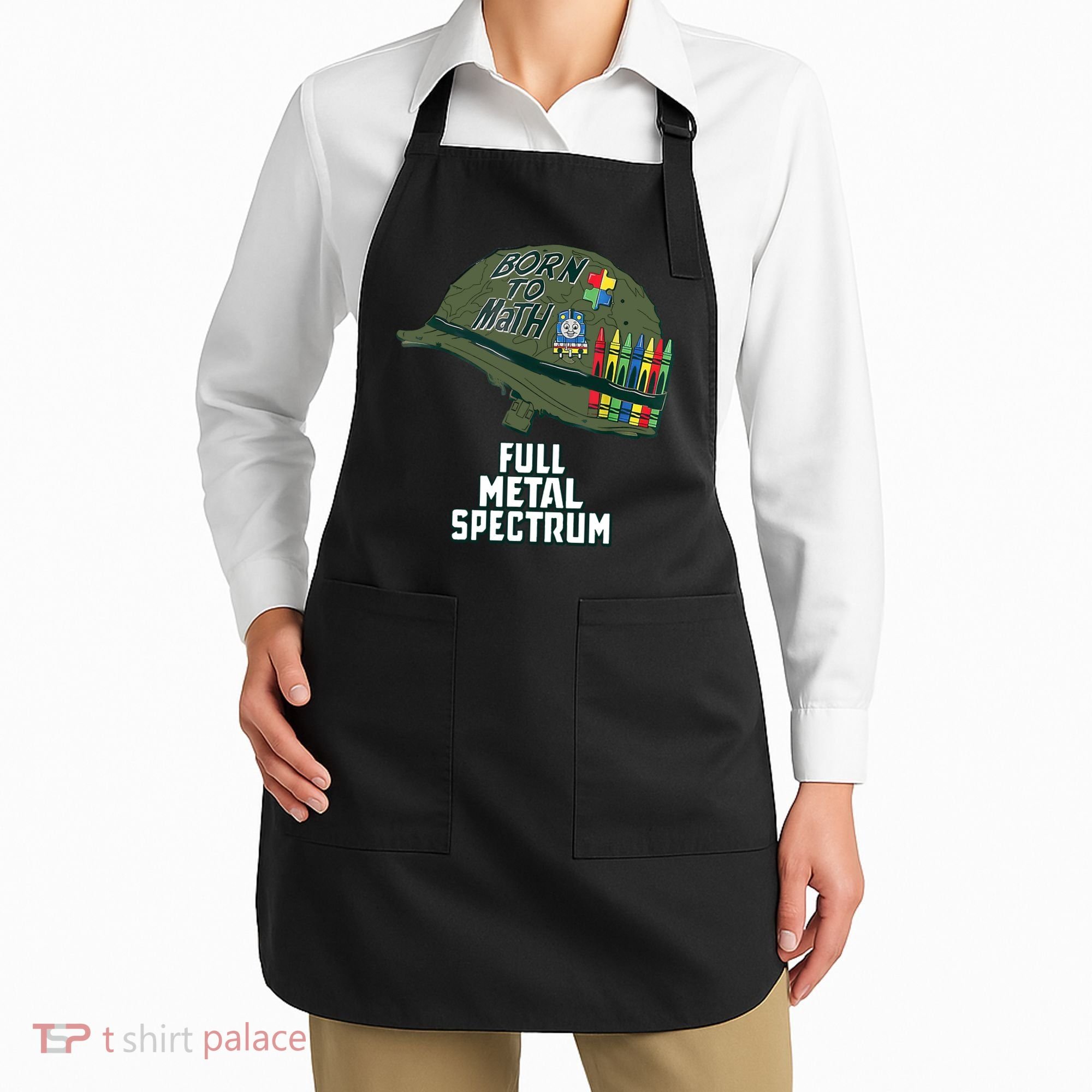 Born To Math Full Metal Spectrum Autism Awareness Apron